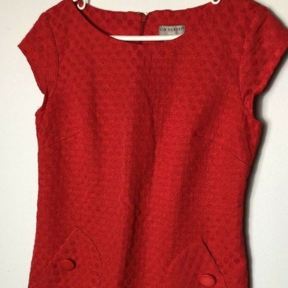 KIM ROGERS BRIGHT RED TEXTURED DRESS - Picture 3 of 7